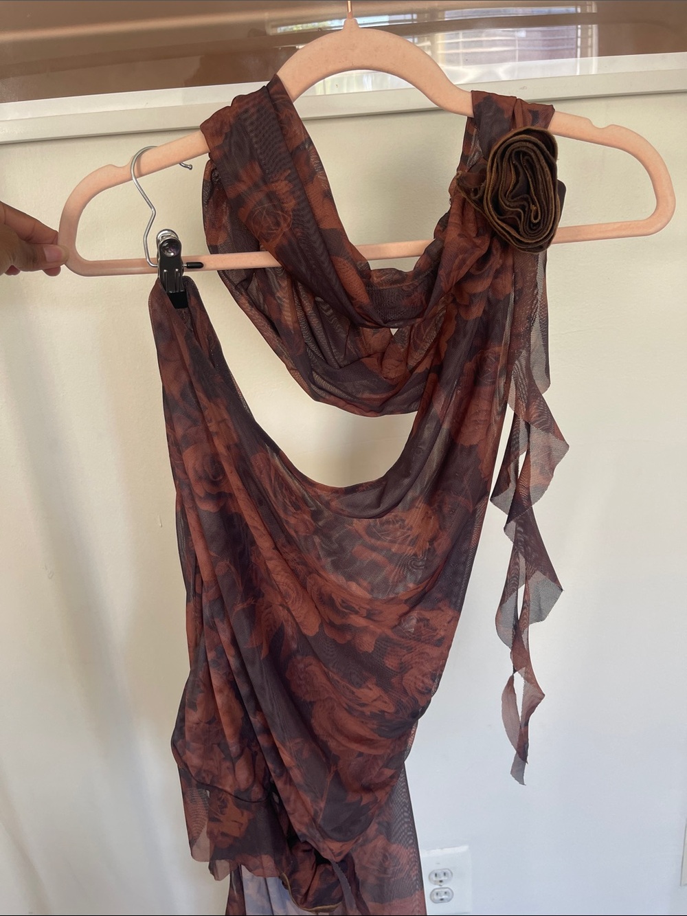 Jaded London Brown Floral Sheer Wrap Scarf - Picture 3 of 4